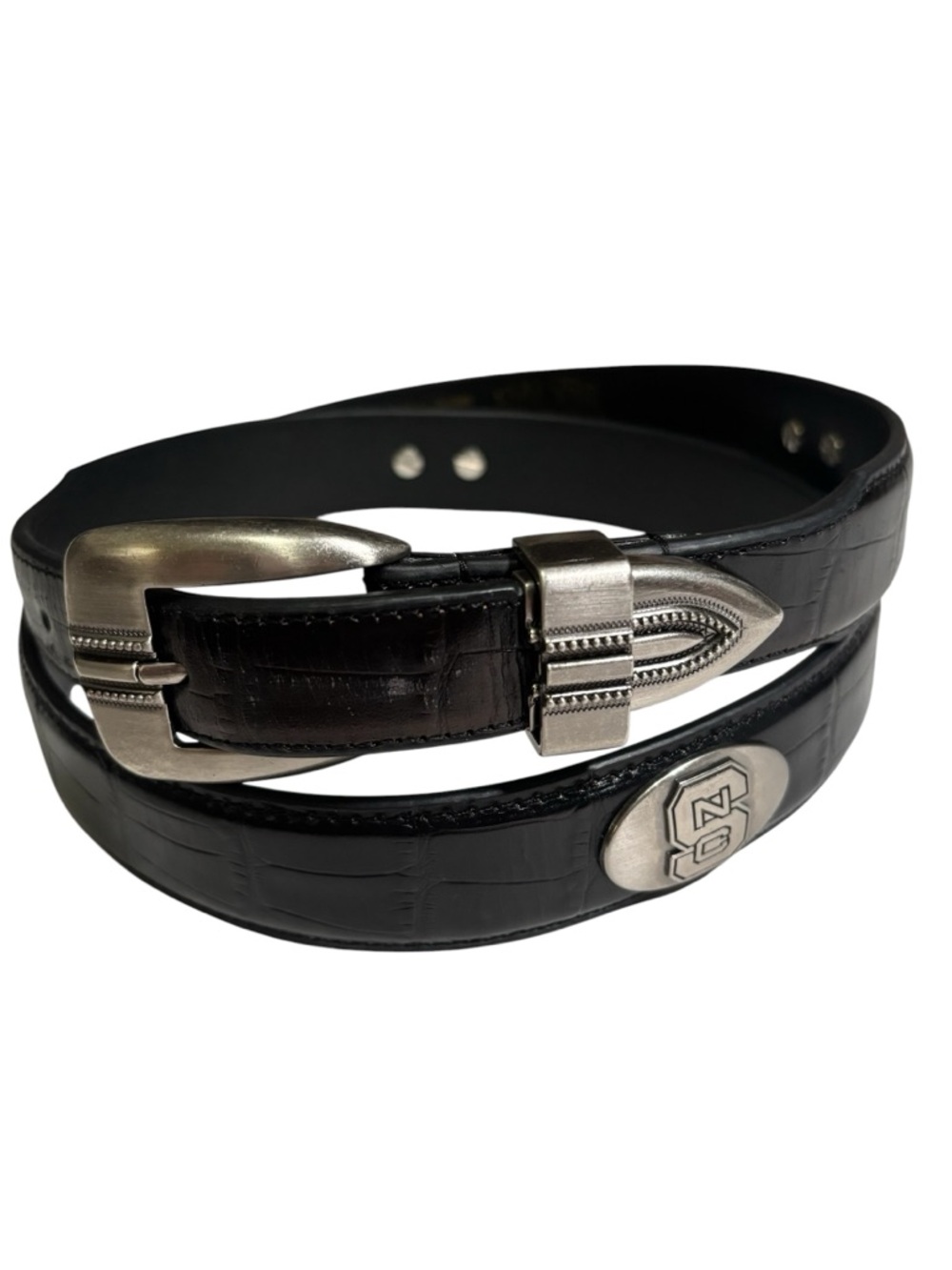 NC State Wolfpack Zep-Pro Full Grain Leather Belt Size 42 Dark Brown Croc NCAA